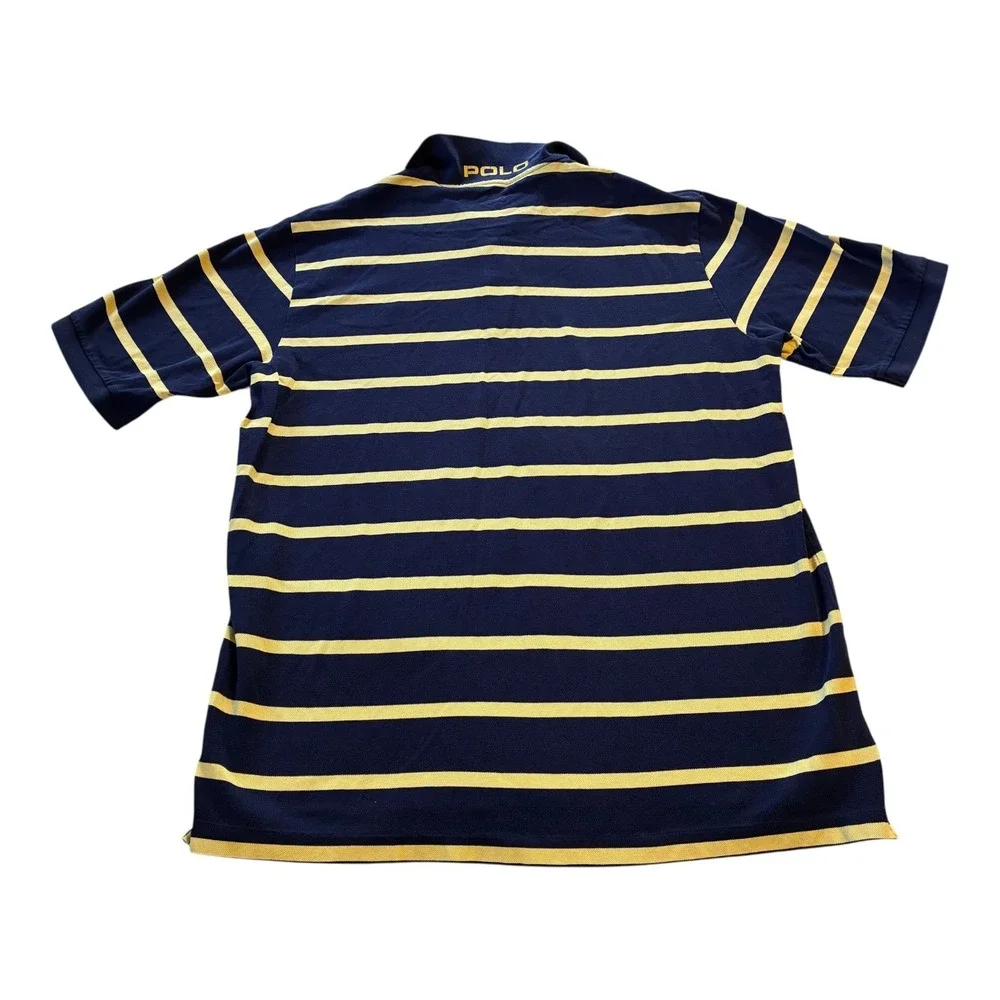 Polo Golf‎ Ralph Lauren Striped Polo Shirt Mens L Yellow Blue Golfing